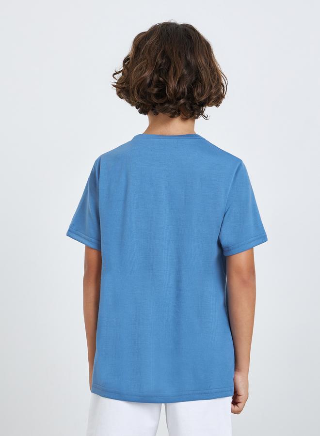 Styli Boys Blue Embossed Detail Oversized T-Shirt - Image 4